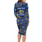 Personalized West Coast Eagles Long Sleeve Bodycon Dress Aboriginal Pattern with Graffiti Style
