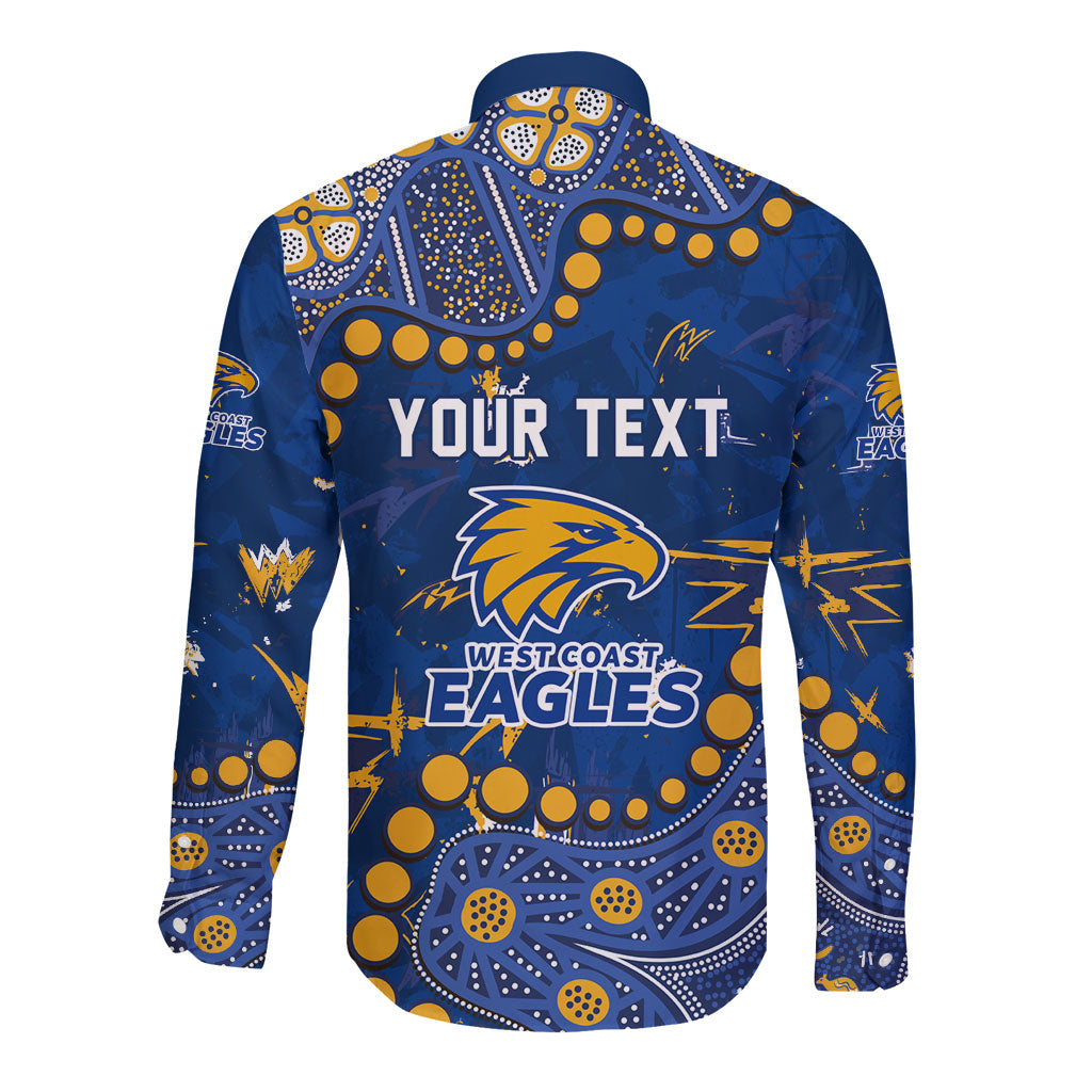 Personalized West Coast Eagles Long Sleeve Button Shirt Aboriginal Pattern with Graffiti Style