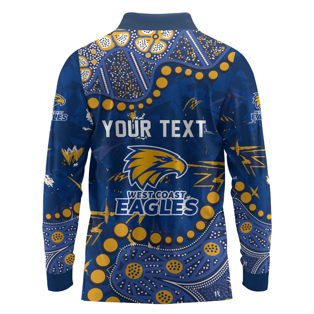 Personalized West Coast Eagles Long Sleeve Polo Shirt Aboriginal Pattern with Graffiti Style