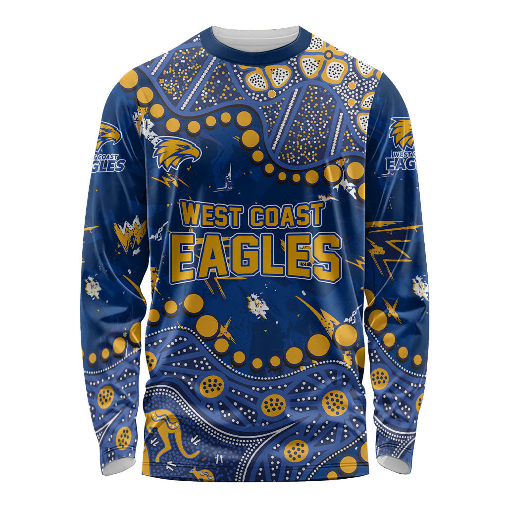 Personalized West Coast Eagles Long Sleeve Shirt Aboriginal Pattern with Graffiti Style