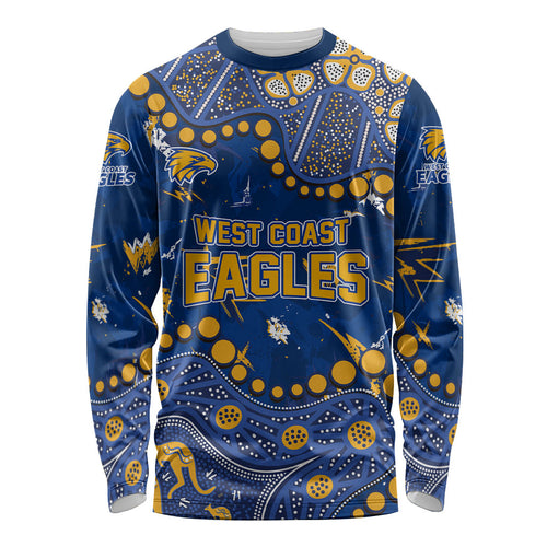 Personalized West Coast Eagles Long Sleeve Shirt Aboriginal Pattern with Graffiti Style