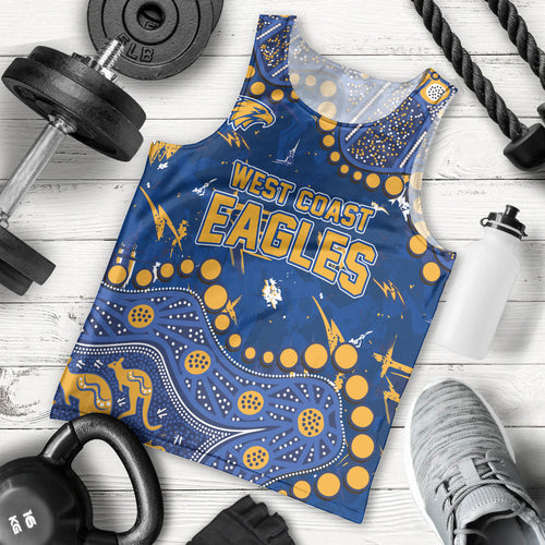 Personalized West Coast Eagles Men Tank Top Aboriginal Pattern with Graffiti Style