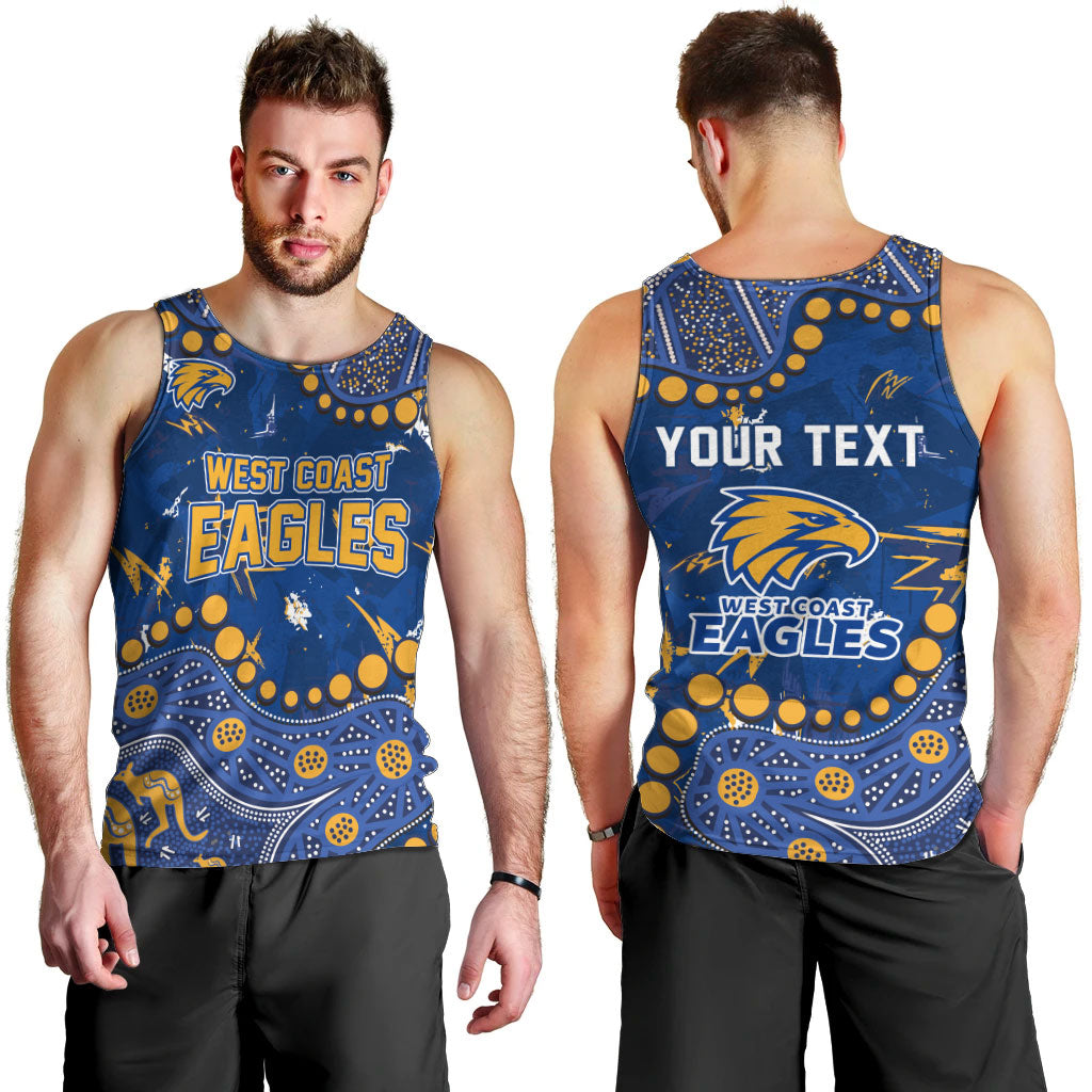 Personalized West Coast Eagles Men Tank Top Aboriginal Pattern with Graffiti Style