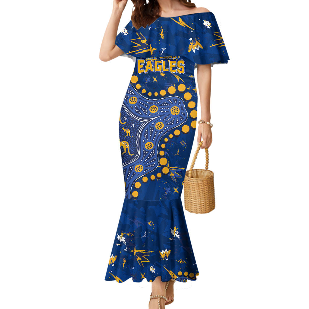 Personalized West Coast Eagles Mermaid Dress Aboriginal Pattern with Graffiti Style