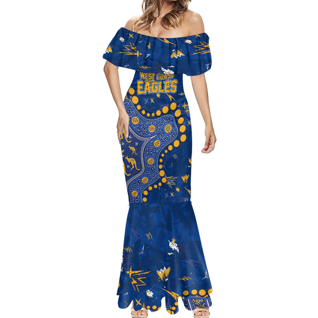 Personalized West Coast Eagles Mermaid Dress Aboriginal Pattern with Graffiti Style