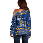 Personalized West Coast Eagles Off Shoulder Sweater Aboriginal Pattern with Graffiti Style