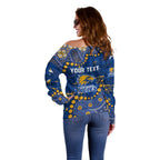 Personalized West Coast Eagles Off Shoulder Sweater Aboriginal Pattern with Graffiti Style