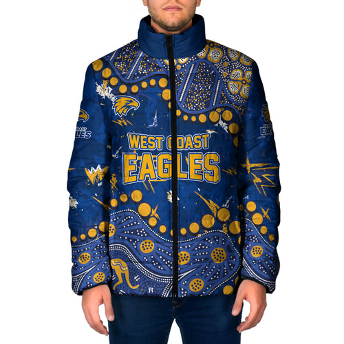 Personalized West Coast Eagles Padded Jacket Aboriginal Pattern with Graffiti Style