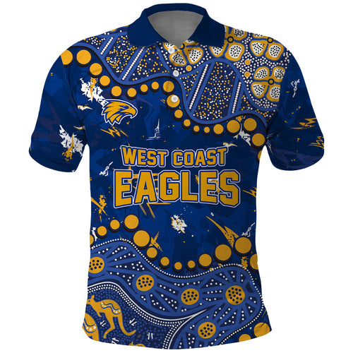 Personalized West Coast Eagles Polo Shirt Aboriginal Pattern with Graffiti Style