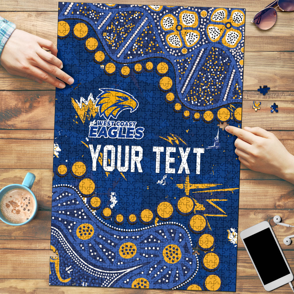 Personalized West Coast Eagles Puzzle Aboriginal Pattern with Graffiti Style