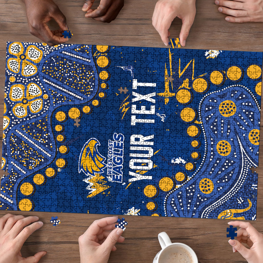 Personalized West Coast Eagles Puzzle Aboriginal Pattern with Graffiti Style