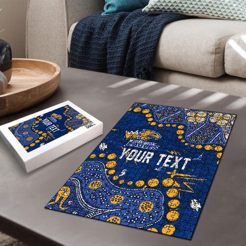 Personalized West Coast Eagles Puzzle Aboriginal Pattern with Graffiti Style