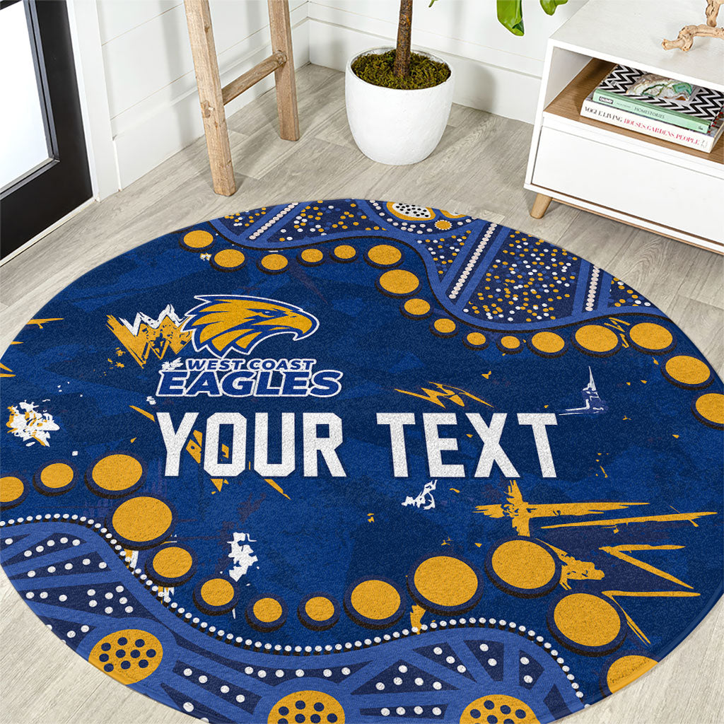 Personalized West Coast Eagles Round Carpet Aboriginal Pattern with Graffiti Style