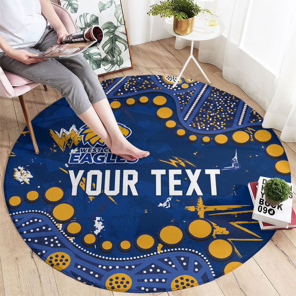 Personalized West Coast Eagles Round Carpet Aboriginal Pattern with Graffiti Style