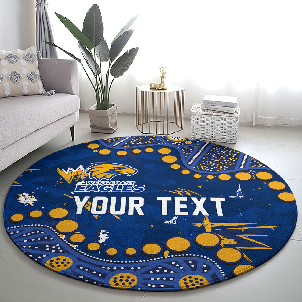 Personalized West Coast Eagles Round Carpet Aboriginal Pattern with Graffiti Style