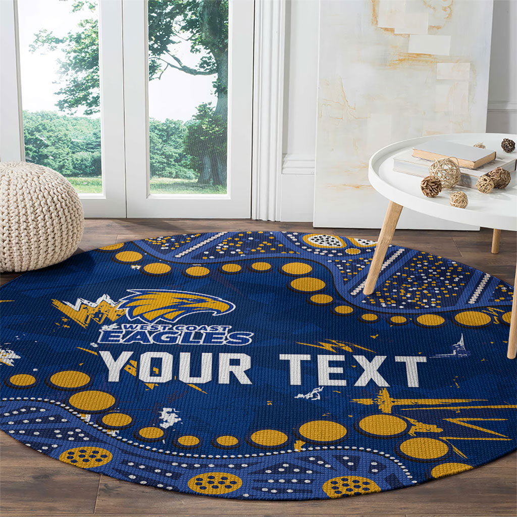 Personalized West Coast Eagles Round Carpet Aboriginal Pattern with Graffiti Style
