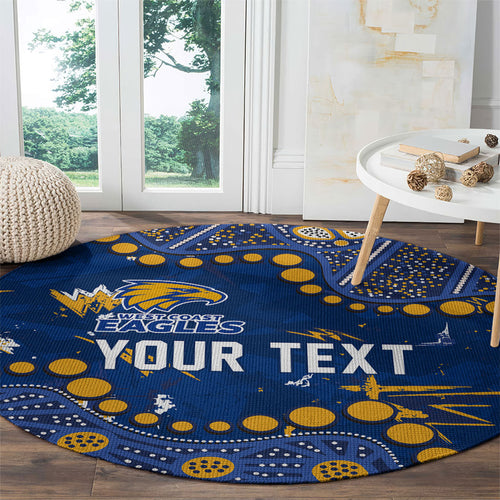 Personalized West Coast Eagles Round Carpet Aboriginal Pattern with Graffiti Style