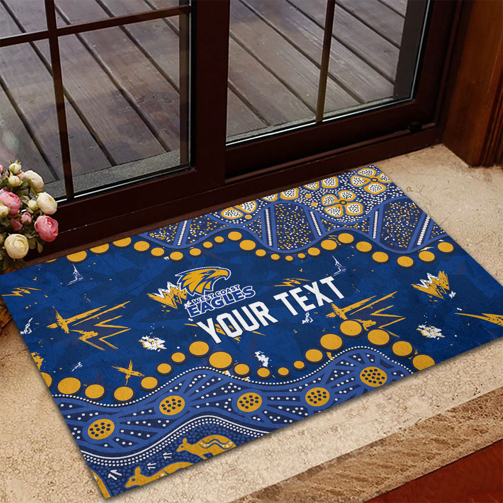 Personalized West Coast Eagles Rubber Doormat Aboriginal Pattern with Graffiti Style