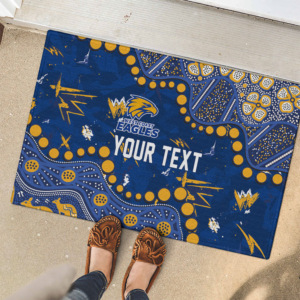 Personalized West Coast Eagles Rubber Doormat Aboriginal Pattern with Graffiti Style