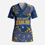 Personalized West Coast Eagles Scrub Top Aboriginal Pattern with Graffiti Style