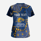 Personalized West Coast Eagles Scrub Top Aboriginal Pattern with Graffiti Style