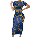Personalized West Coast Eagles Short Sleeve Bodycon Dress Aboriginal Pattern with Graffiti Style