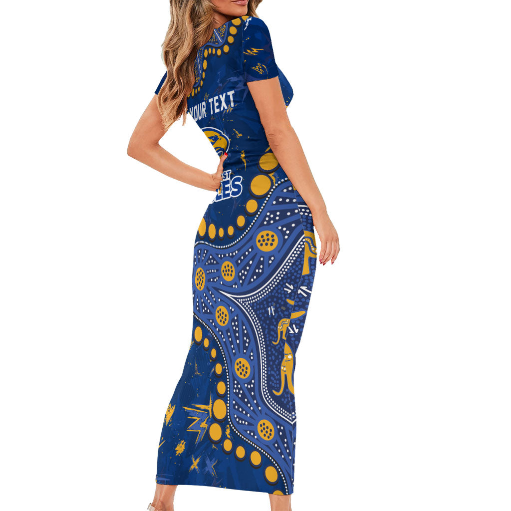 Personalized West Coast Eagles Short Sleeve Bodycon Dress Aboriginal Pattern with Graffiti Style