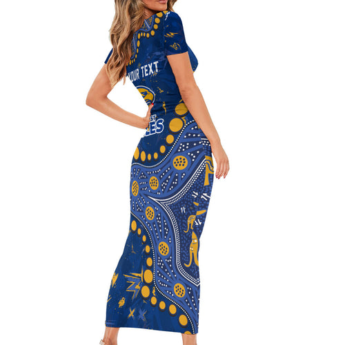 Personalized West Coast Eagles Short Sleeve Bodycon Dress Aboriginal Pattern with Graffiti Style