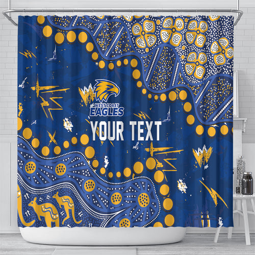 Personalized West Coast Eagles Shower Curtain Aboriginal Pattern with Graffiti Style