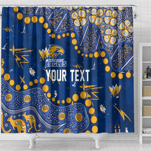 Personalized West Coast Eagles Shower Curtain Aboriginal Pattern with Graffiti Style