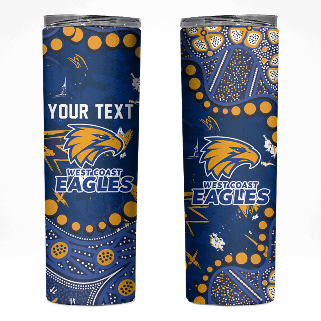 Personalized West Coast Eagles Skinny Tumbler Aboriginal Pattern with Graffiti Style