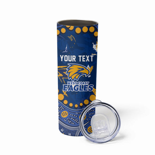 Personalized West Coast Eagles Skinny Tumbler Aboriginal Pattern with Graffiti Style