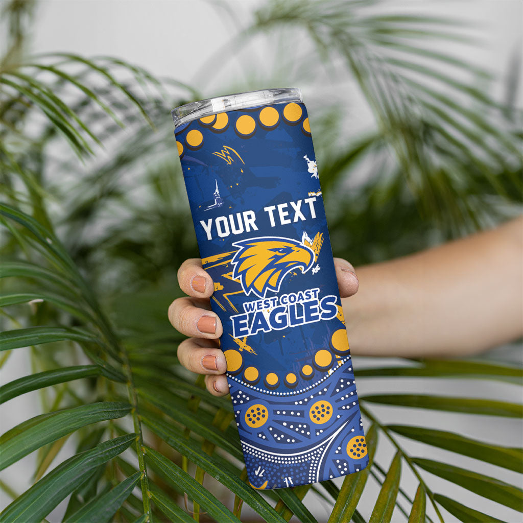 Personalized West Coast Eagles Skinny Tumbler Aboriginal Pattern with Graffiti Style