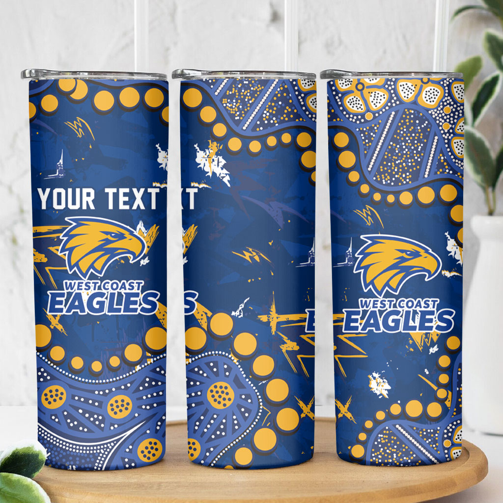 Personalized West Coast Eagles Skinny Tumbler Aboriginal Pattern with Graffiti Style