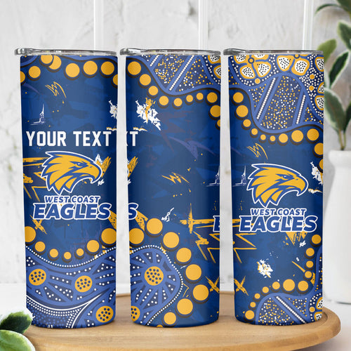 Personalized West Coast Eagles Skinny Tumbler Aboriginal Pattern with Graffiti Style
