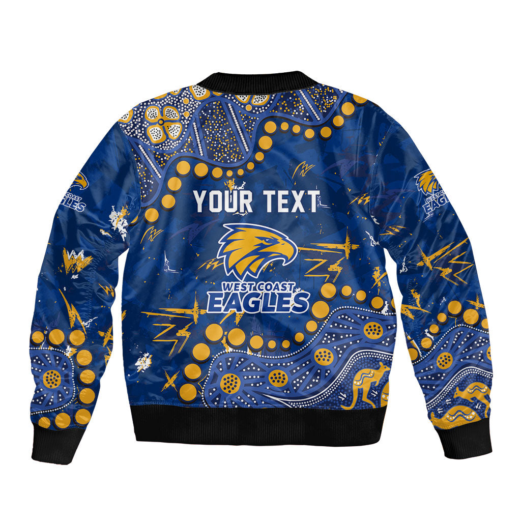 Personalized West Coast Eagles Sleeve Zip Bomber Jacket Aboriginal Pattern with Graffiti Style