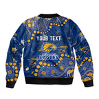 Personalized West Coast Eagles Sleeve Zip Bomber Jacket Aboriginal Pattern with Graffiti Style