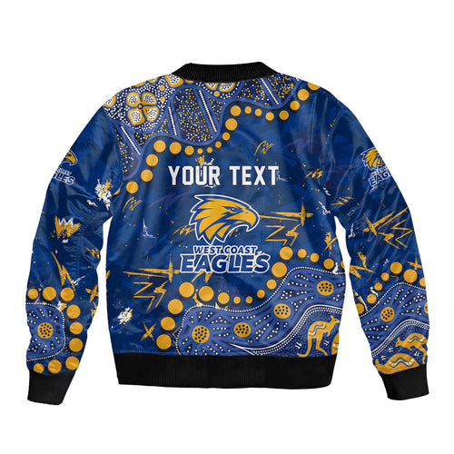 Personalized West Coast Eagles Sleeve Zip Bomber Jacket Aboriginal Pattern with Graffiti Style