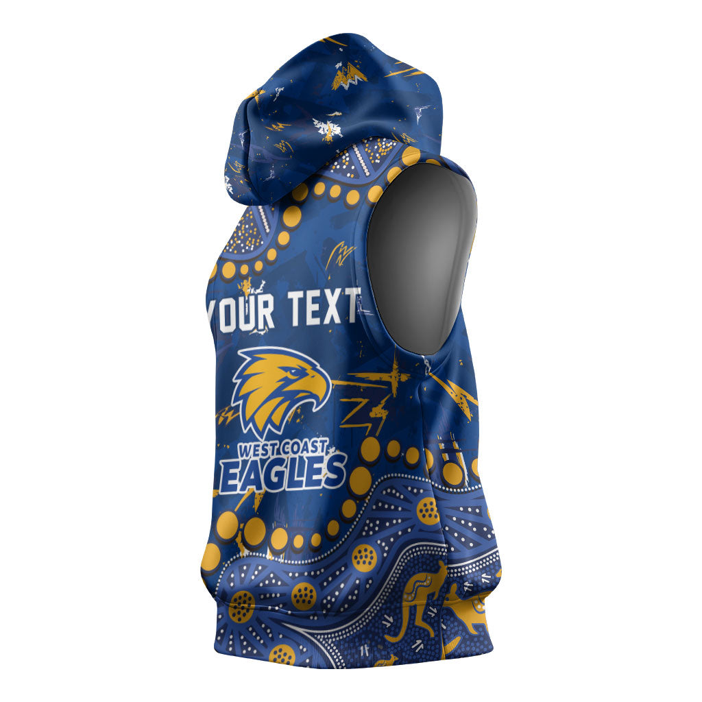 Personalized West Coast Eagles Sleeveless Hoodie Aboriginal Pattern with Graffiti Style