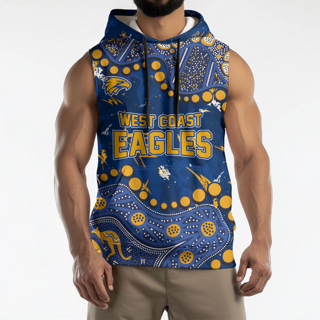 Personalized West Coast Eagles Sleeveless Hoodie Aboriginal Pattern with Graffiti Style