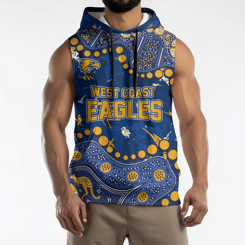 Personalized West Coast Eagles Sleeveless Hoodie Aboriginal Pattern with Graffiti Style