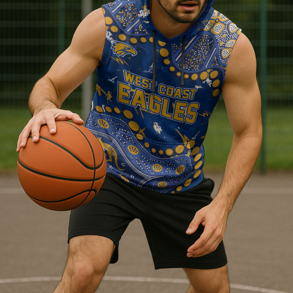 Personalized West Coast Eagles Sleeveless Hoodie Aboriginal Pattern with Graffiti Style