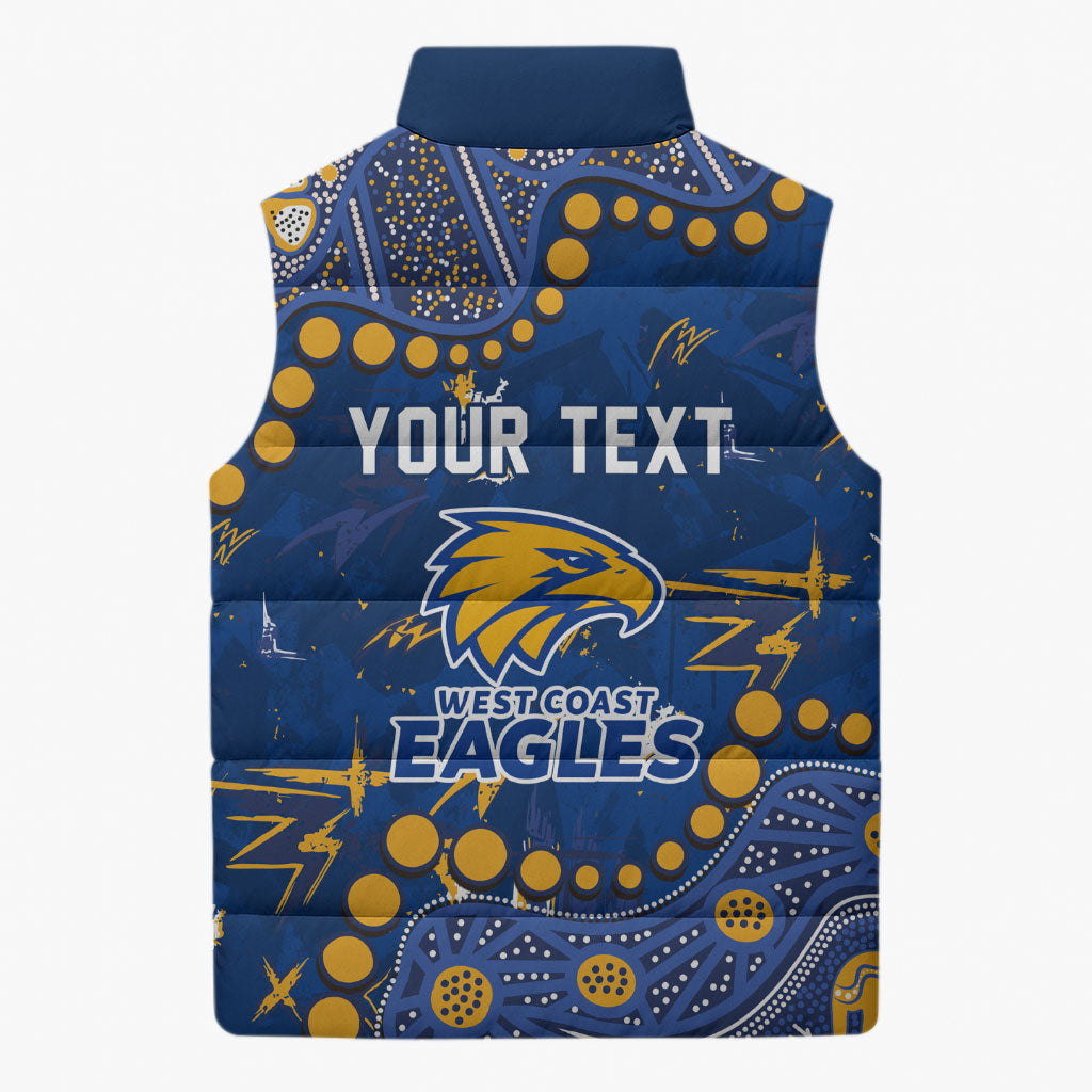 Personalized West Coast Eagles Sleeveless Puffer Jacket Aboriginal Pattern with Graffiti Style