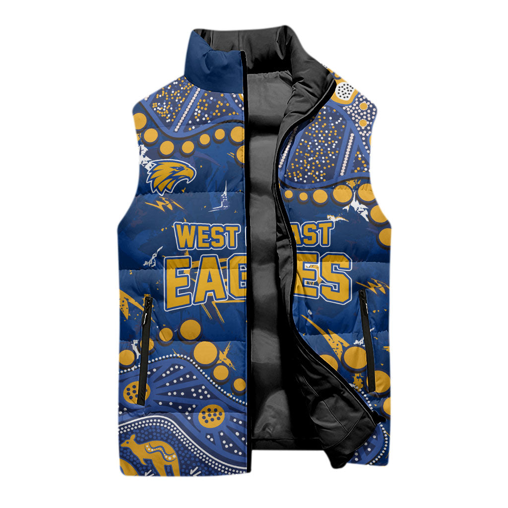 Personalized West Coast Eagles Sleeveless Puffer Jacket Aboriginal Pattern with Graffiti Style