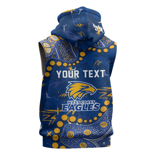 Personalized West Coast Eagles Sleeveless Zip Hoodie Aboriginal Pattern with Graffiti Style