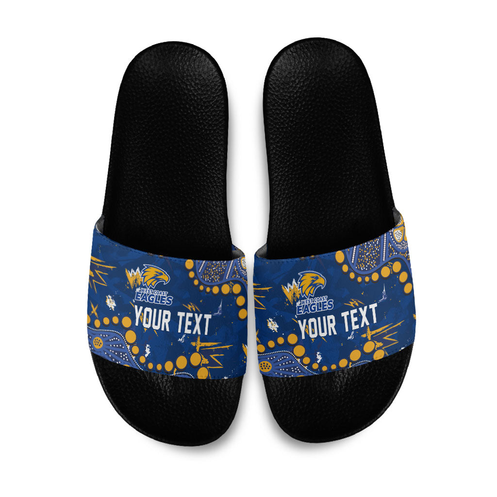 Personalized West Coast Eagles Slide Sandals Aboriginal Pattern with Graffiti Style