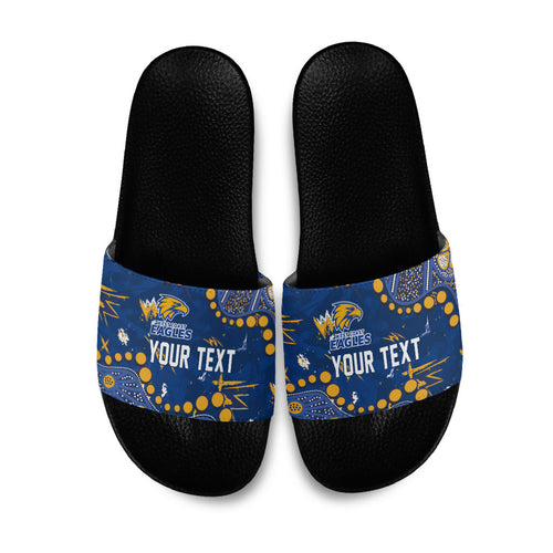 Personalized West Coast Eagles Slide Sandals Aboriginal Pattern with Graffiti Style