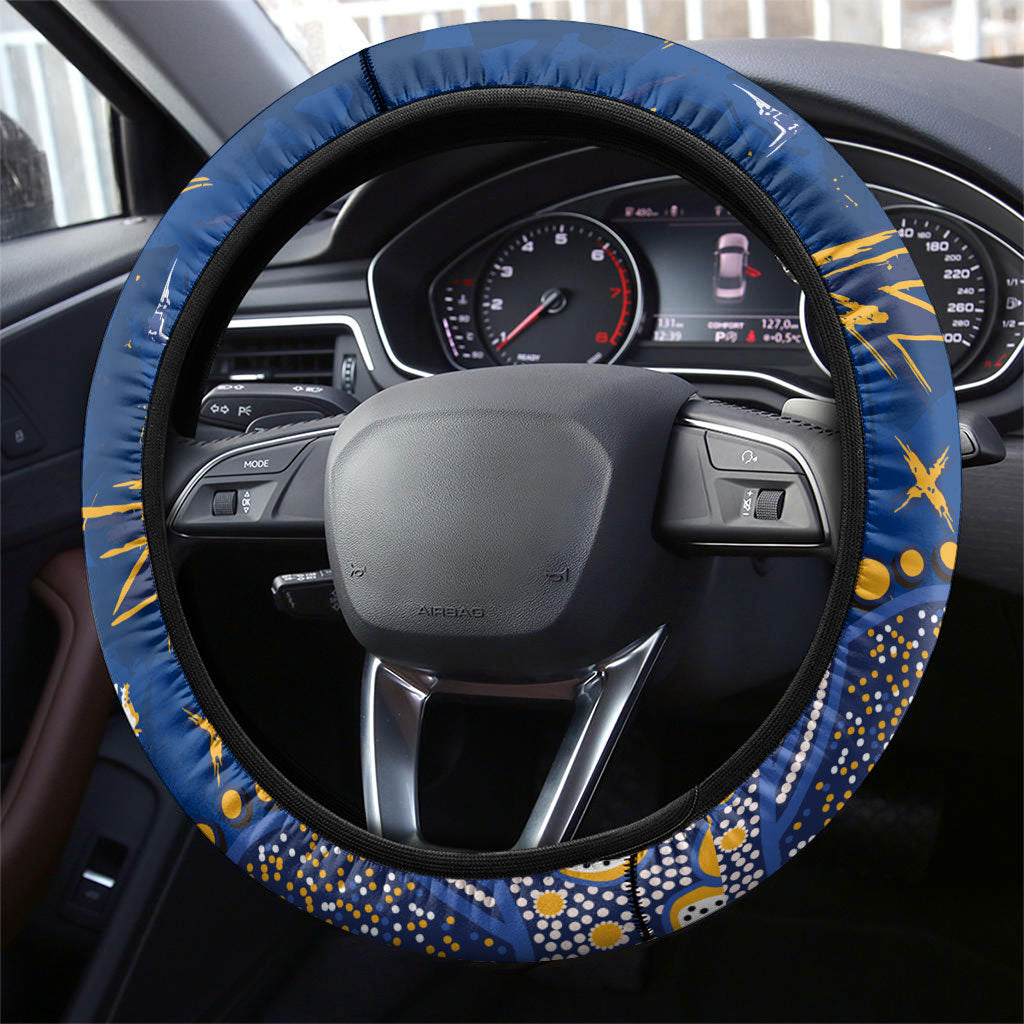 West Coast Eagles Steering Wheel Cover Aboriginal Pattern with Graffiti Style