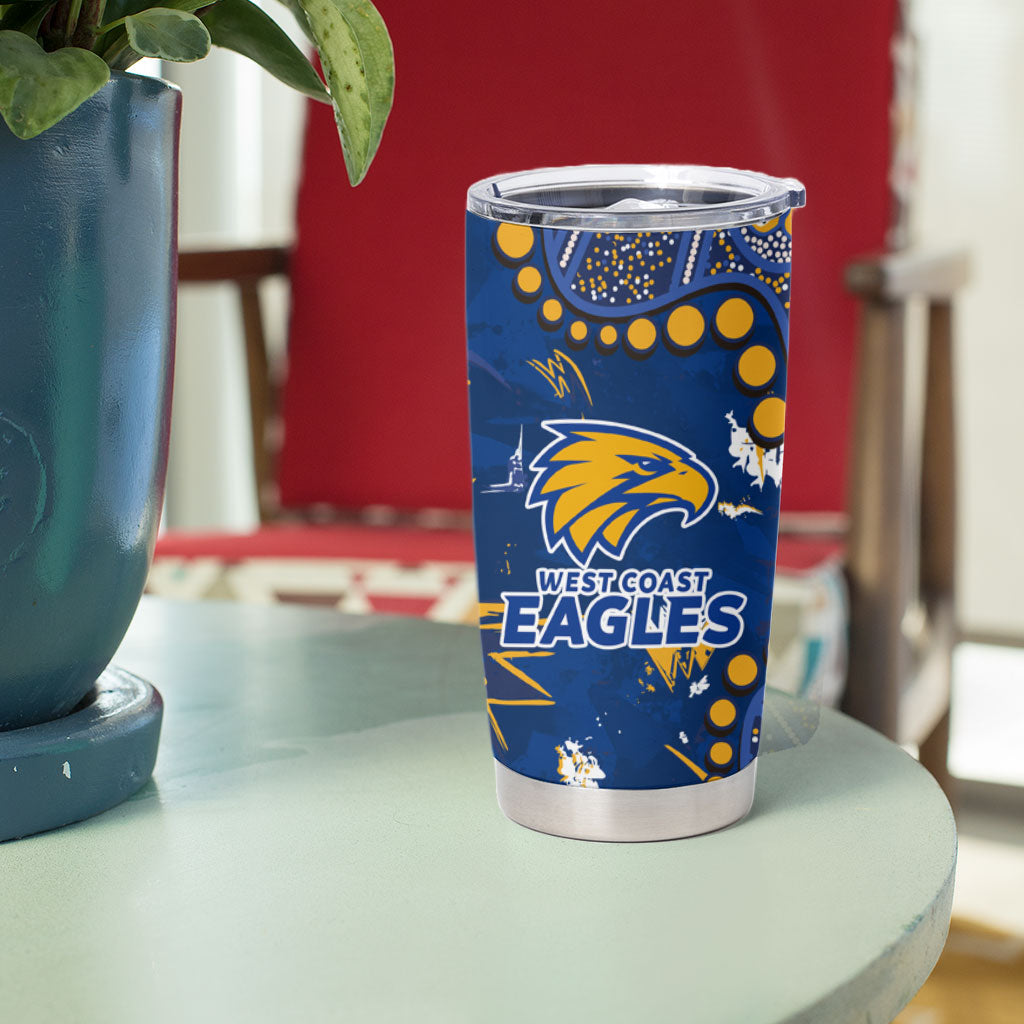 Personalized West Coast Eagles Tumbler Cup Aboriginal Pattern with Graffiti Style