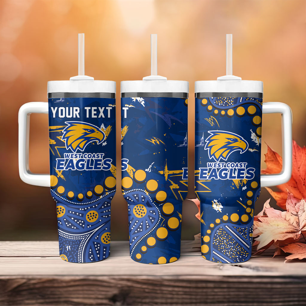 Personalized West Coast Eagles Tumbler With Handle Aboriginal Pattern with Graffiti Style